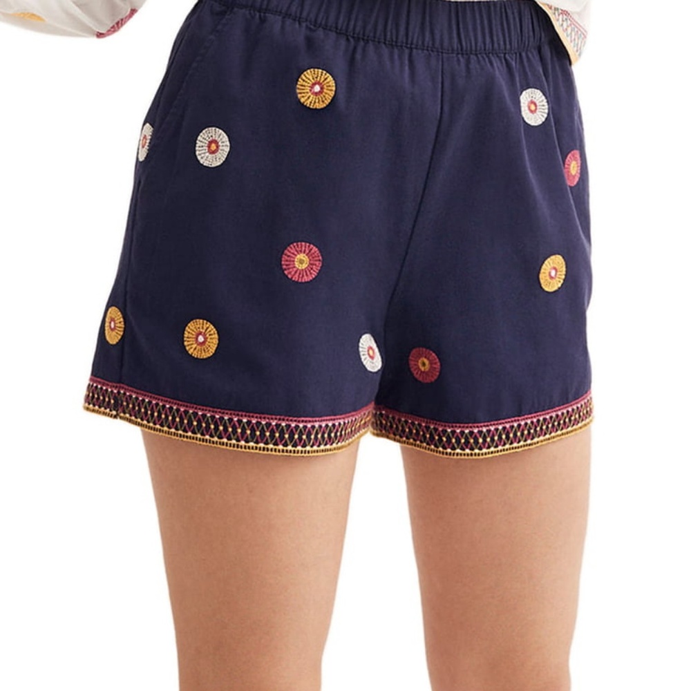 Madewell Pull On Flower Embroidered Shorts (NWT)